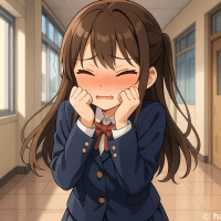 学校で赤面して恥ずかしがる女の子のイラスト【フリー素材】